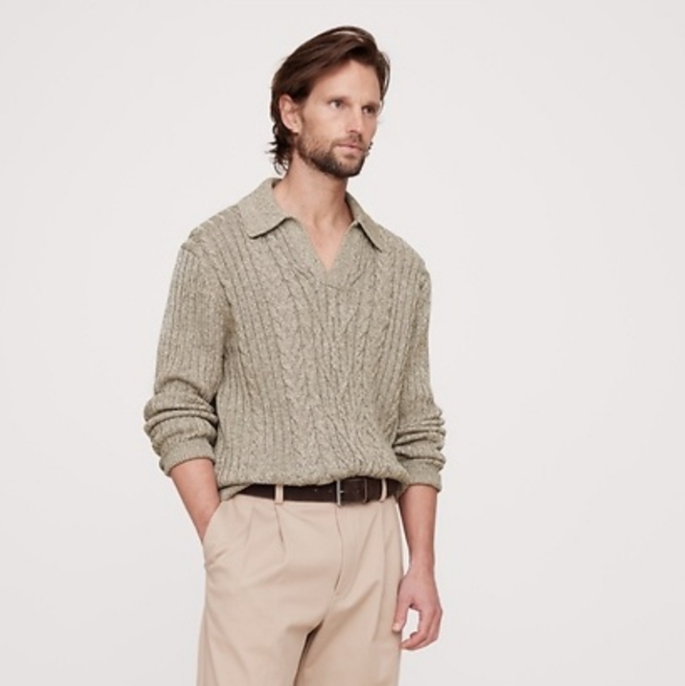Banana Republic Beige Sweater and Khaki Chinos